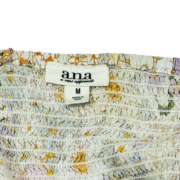 A.N.A Yellow Floral Smocked Midi Dress - Size Medium - Picture 8 of 10